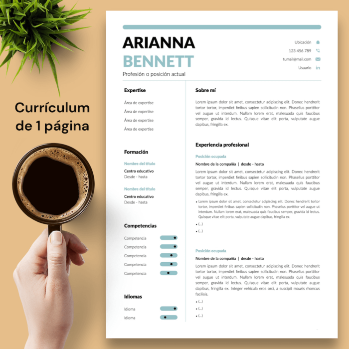 Currículum Arianna Bennett - 02 - 1 página
