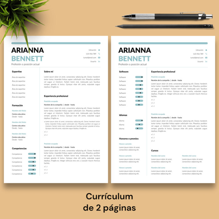 Currículum Arianna Bennett - 03 - 2 páginas