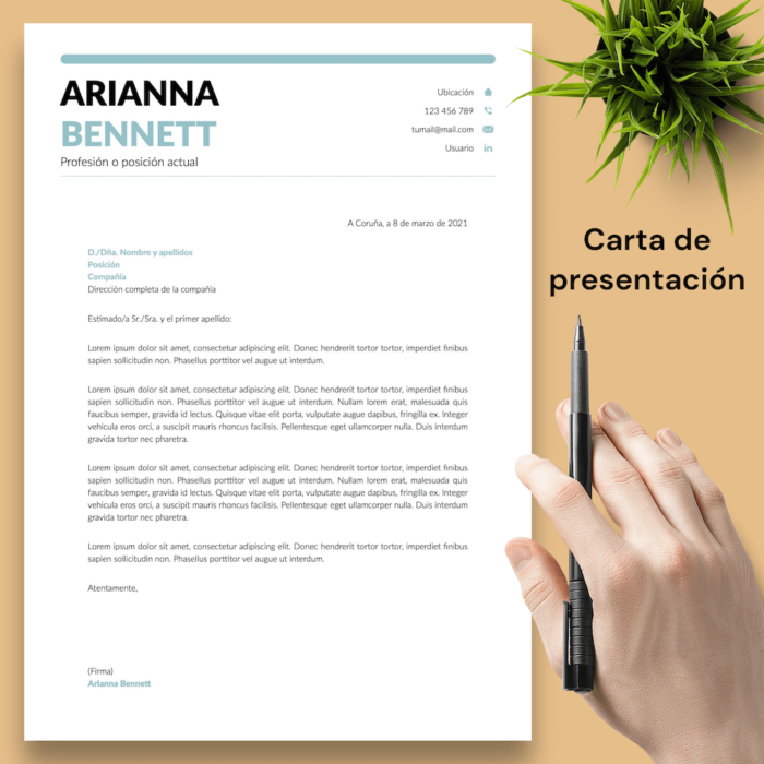 Currículum Arianna Bennett - 04 - Carta de presentación