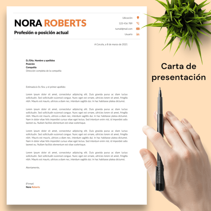 Currículum Nora Roberts - 04 - Carta de presentación